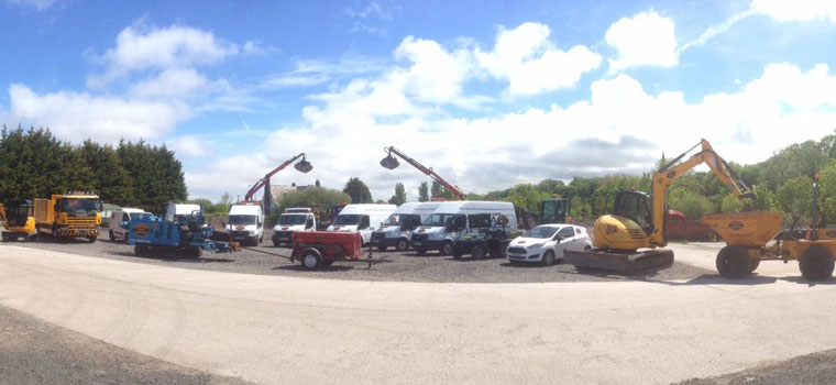 Fleet of groundworks vehicles in North Wales