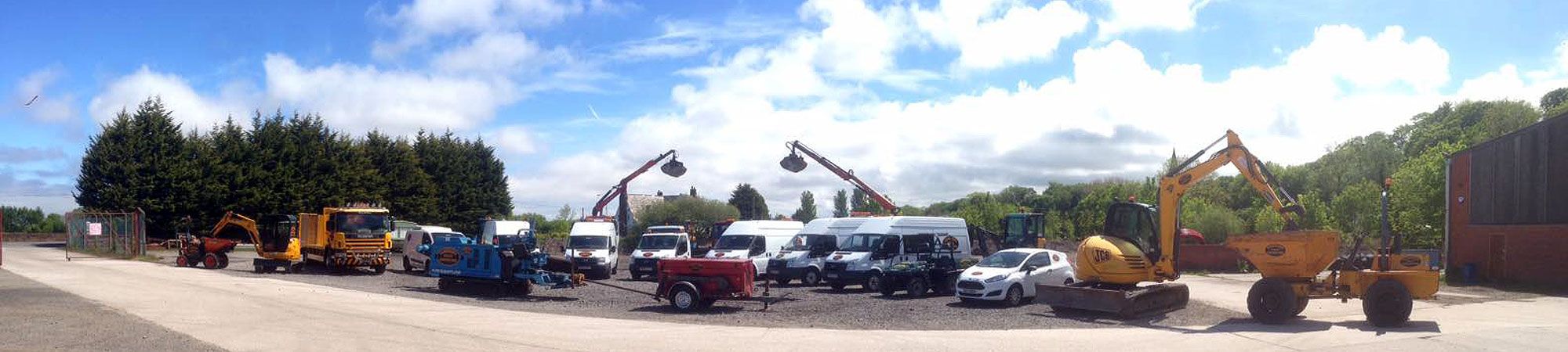 Fleet of groundworks vehicles in North Wales